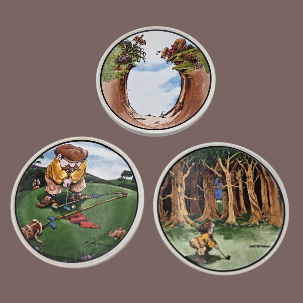 Gary Patterson Clay Design Golf Humor Coaster Trio
